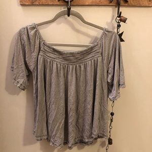 AE soft black and white striped off shoulder top